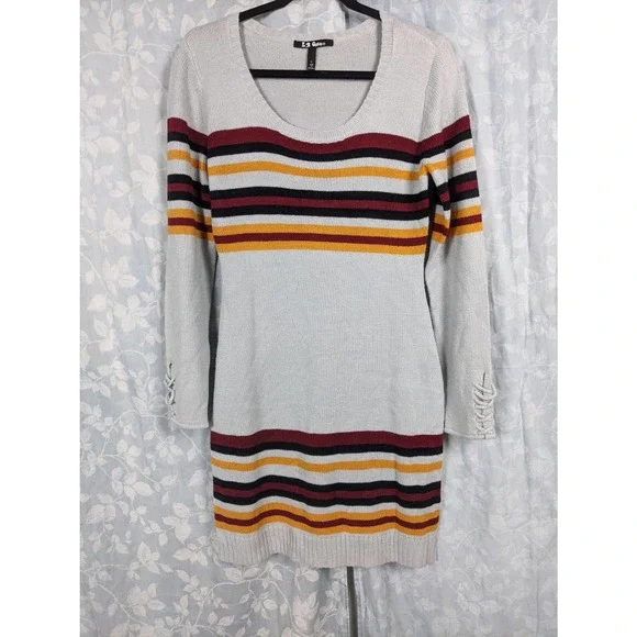 90s sweater dress Medium 90s Black Sheer Panel Fringe Sweater Dress
